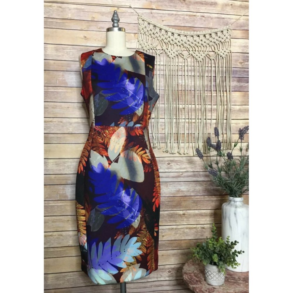 Calvin Klein Women's Dress Blue Multi Floral